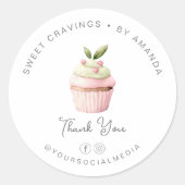 Pastel Cupcake Bakery Süßigkeiten Danke Runder Aufkleber (Vorderseite)