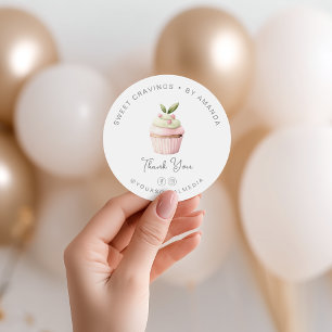Pastel Cupcake Bakery Süßigkeiten Danke Runder Aufkleber