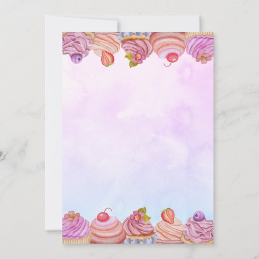 Pastel Cupcake Dusche Einladung (Rückseite)