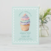 Pastel Cupcake Sweet Baby Dusche Sprinkle Einladung (Stehend Vorderseite)