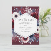 Pastel Custom Burgundy Save The Date (Stehend Vorderseite)