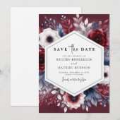 Pastel Custom Burgundy Save The Date (Vorne/Hinten)