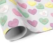 Pastel Custom Conversation Candy Hearts Gift Wrap Geschenkpapier (Rolleneckpunkt)