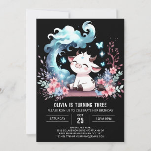 Pastel Custom Cow Geburtstag Einladung