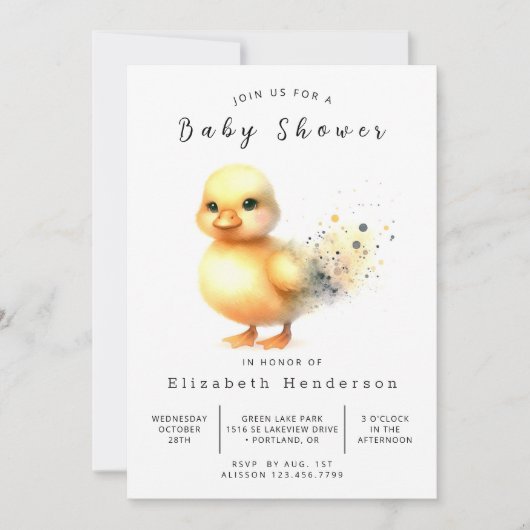 Pastel Custom Duck Baby Duck Einladung (Vorderseite)