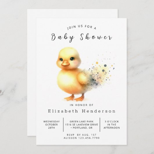 Pastel Custom Duck Baby Duck Einladung (Vorne/Hinten)