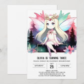 Pastel Custom Fairy Birthday Einladung (Vorne/Hinten)