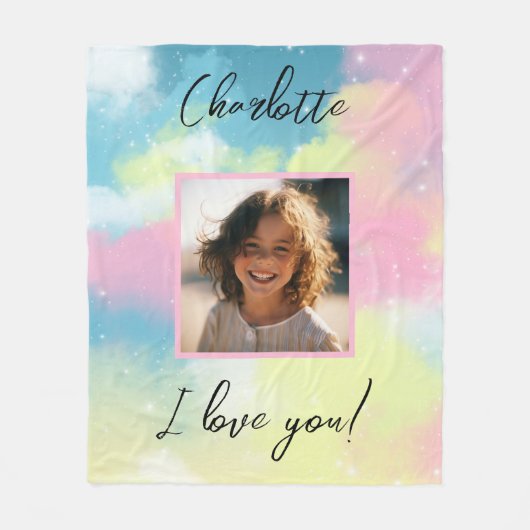 Pastel Custom Foto "I Liebe You" Personalisierter Fleecedecke (Vorderseite)