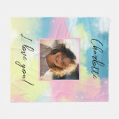 Pastel Custom Foto "I Liebe You" Personalisierter Fleecedecke (Vorderseite (Horizontal))