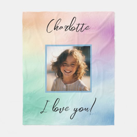 Pastel Custom Foto "I Liebe You" Personalisierter Fleecedecke (Vorderseite)