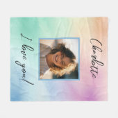 Pastel Custom Foto "I Liebe You" Personalisierter Fleecedecke (Vorderseite (Horizontal))