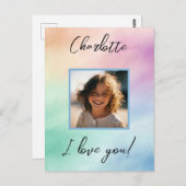 Pastel Custom Foto "I Liebe You" Personalisierter Postkarte (Vorne/Hinten)
