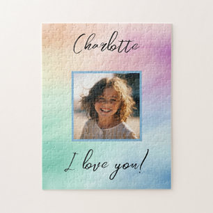 Pastel Custom Foto "I Liebe You" Personalisierter  Puzzle