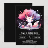 Pastel Custom Fox Geburtstag digital Einladung (Vorne/Hinten)