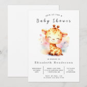 Pastel Custom Giraffe Baby Dusche Einladung (Vorne/Hinten)