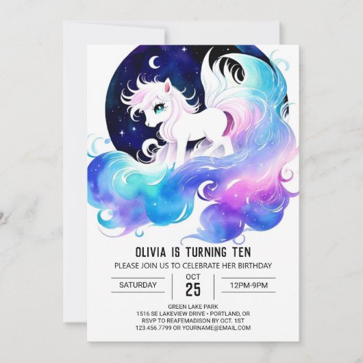 Pastel Custom Horse Geburtstag Einladung (Vorderseite)