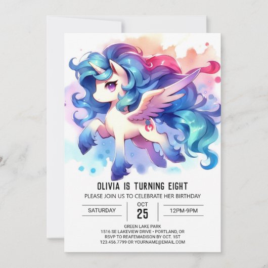 Pastel Custom Horse Geburtstag Einladung (Vorderseite)