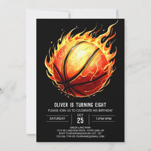 Pastel Custom Net Basketball Geburtstag Einladung (Vorderseite)