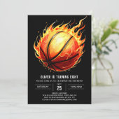 Pastel Custom Net Basketball Geburtstag Einladung (Stehend Vorderseite)