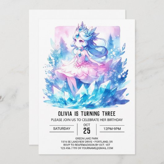 Pastel Custom Princess Geburtstag Einladung (Vorne/Hinten)