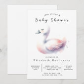 Pastel Custom Swan Babydusche Einladung (Vorne/Hinten)
