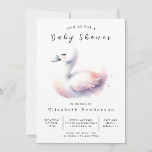 Pastel Custom Swan Babydusche Einladung