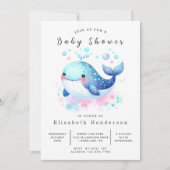 Pastel Custom Whale Baby Dusche Einladung (Vorderseite)