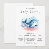 Pastel Custom Whale Baby Dusche Einladung (Vorne/Hinten)