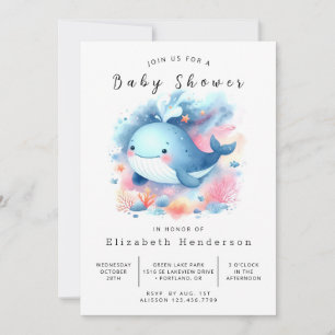 Pastel Custom Whale Baby Dusche Einladung