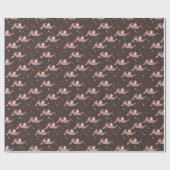 Pastel Cute Dragons Pattern Brown Geschenkpapier (Flach)