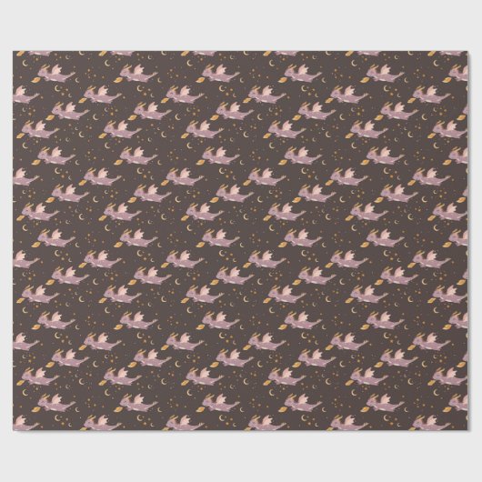 Pastel Cute Dragons Pattern Brown Geschenkpapier (Flach)