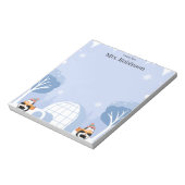 Pastel Cute Reindeer Christmas Teacher Notepad Notizblock (Rotiert)