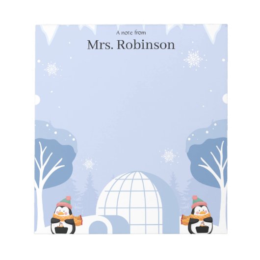 Pastel Cute Reindeer Christmas Teacher Notepad Notizblock (Vorderseite)