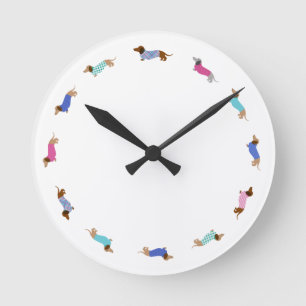 Pastel Dachshund Wall Clock Runde Wanduhr