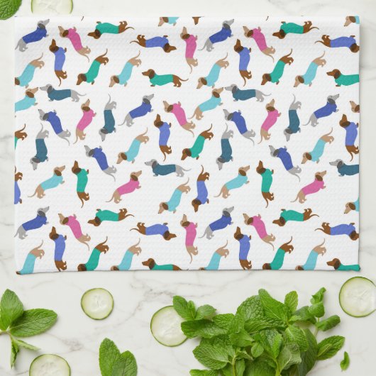 Pastel Dackel Dicktuch Geschirrtuch (Gefaltet)