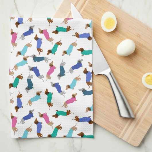 Pastel Dackel Dicktuch Geschirrtuch (Viertel Falte)