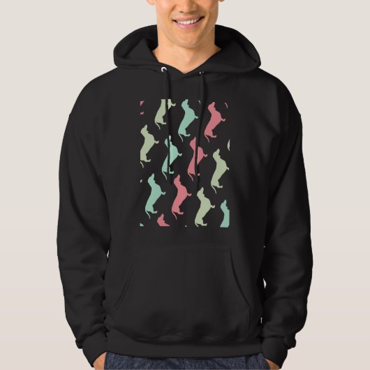 Pastel-Dackel-Hundemuster Hoodie (Vorderseite)