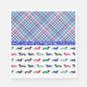 Pastel Dackel Kariert Paper Napkins Serviette (Vorderseite)
