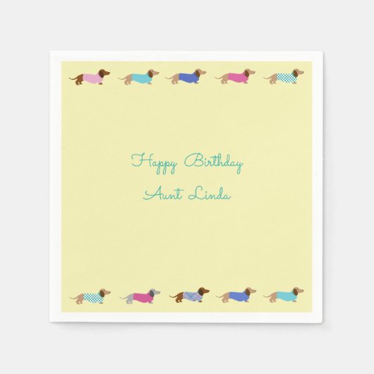 Pastel Dackel Paper Party Napkins Serviette (Vorderseite)