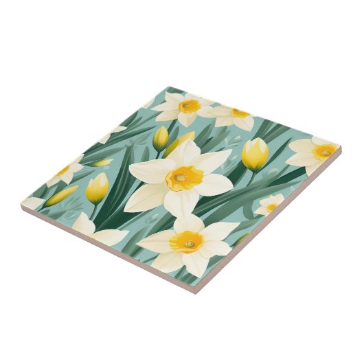 Pastel Daffodil Retro Fliese (Seite)