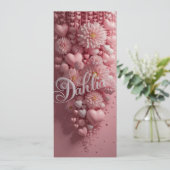 Pastel Dahlia Bloom Art with Hearts Card (Stehend Vorderseite)