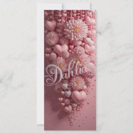 Pastel Dahlia Bloom Art with Hearts Card