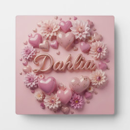 Pastel Dahlia Bloom Art with Hearts! Fotoplatte