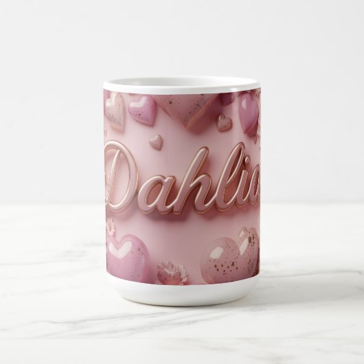 Pastel Dahlia Bloom Art with Hearts Kaffeetasse (Mittel)