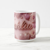 Pastel Dahlia Bloom Art with Hearts Kaffeetasse (VorderseiteRechts)