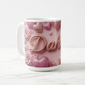 Pastel Dahlia Bloom Art with Hearts Kaffeetasse (Vorderseite Links)