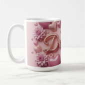 Pastel Dahlia Bloom Art with Hearts Kaffeetasse (Links)