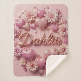 Pastel Dahlia Bloom Art with Hearts Sherpadecke