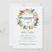 Pastel Dahlia Wildblume Wreath Junggeselinnen-Absc Einladung (Vorderseite)