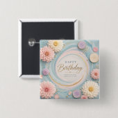 Pastel-Dahlie-Birthday-Wirbel Button (Vorne & Hinten)
